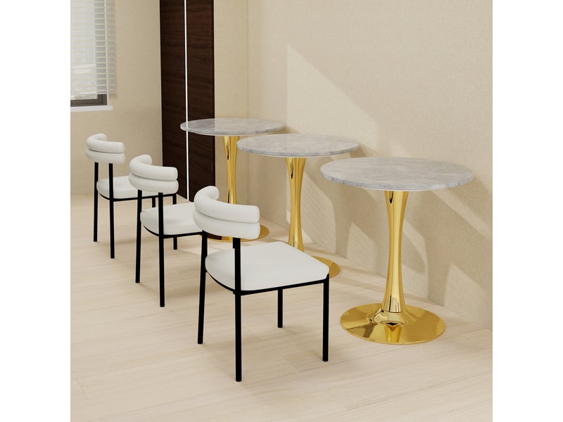  Table ronde,70x70x72 cm,style moderne,marbre artificiel,doré  - Conforama B