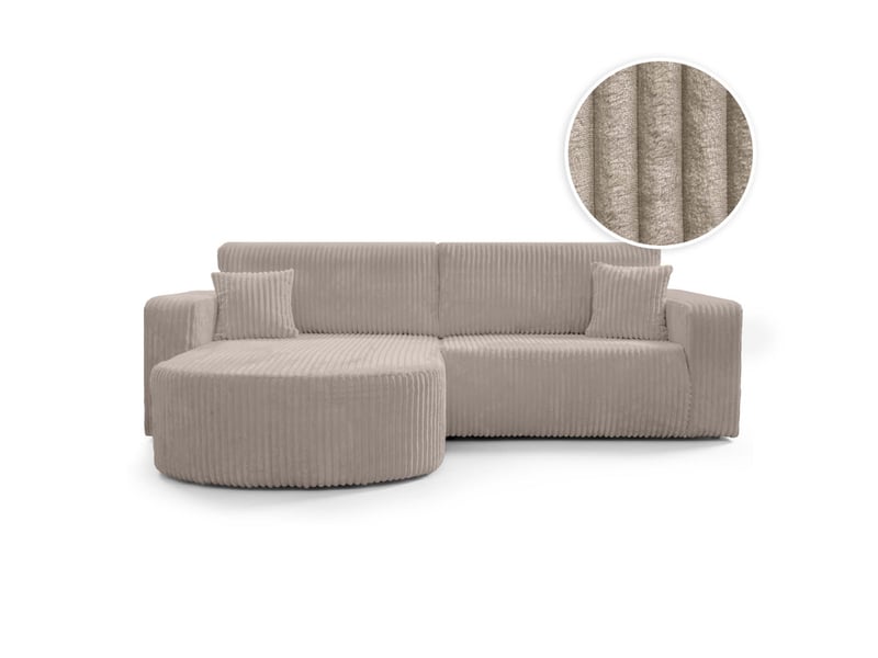  Kiara - canapé d'angle compact réversible et convertible 4 places en velours côtelé épais  - Conforama A