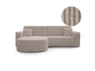 Canapé d'angle réversible convertible LOUNGITUDE KIARA 4 places Velours côtelé Taupe