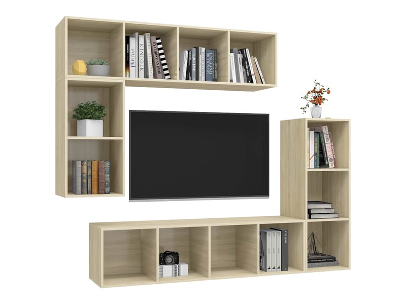  Ensemble de meubles tv 4 pcs chêne sonoma bois d'ingénierie shl78953  - Conforama C