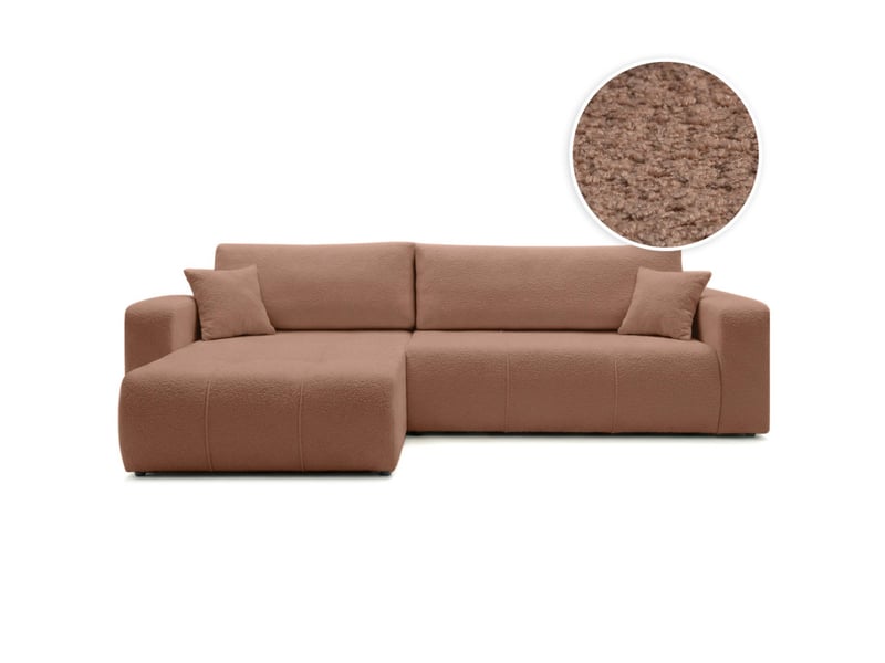  Canapé d'angle bardot max réversible convertible 5 places en tissu bouclette - terracotta BARDOT - Conforama A