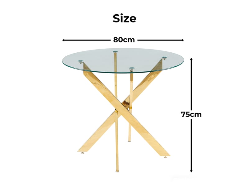  Ensemble de salle à manger 5 pièces, table ronde ø80 cm et 4 chaises dorées  - Conforama C