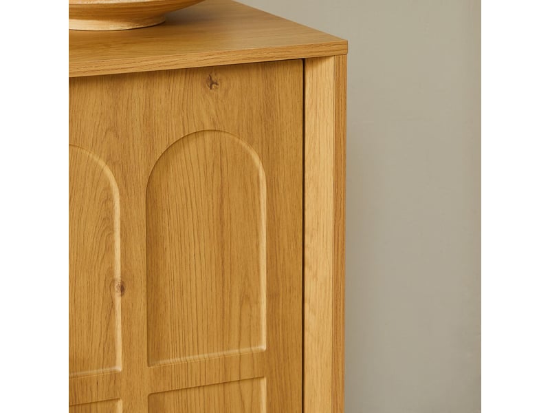  Buffet avec portes et étagères en mdf coloris naturel 169x40x80 cm  - Conforama D