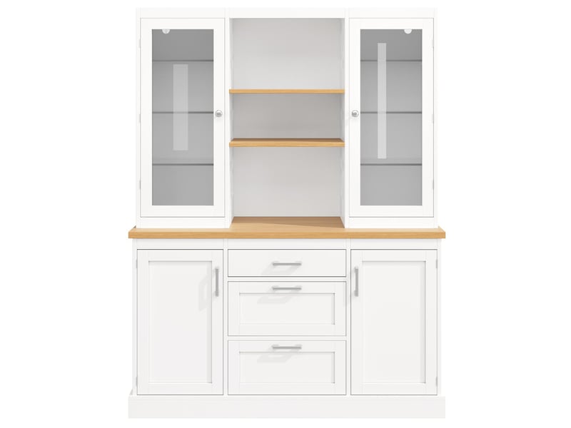  Buffet de cuisine avec éclairage led et tiroirs en mdf blanc 140x40x185 cm - pangivo  - Conforama A