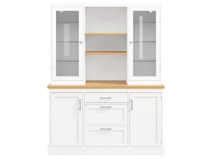Buffet de cuisine avec éclairage led et tiroirs en mdf blanc 140x40x185 cm - pangivo