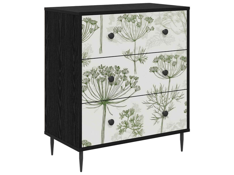  Commode chambre, meuble de rangement gotha impression d'arbre vert 66 x 36,5 x 76 cm  - Conforama A
