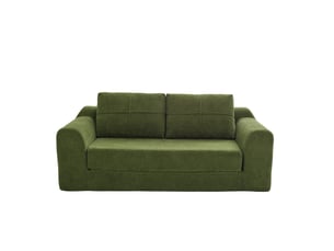 Canapé convertible 2 places pliant en lit de sol  - avec accoudoirs, velours vert armée, 179 × 95 × 79 cm