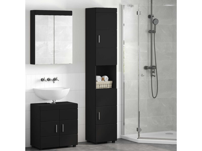 Ensemble d'armoire de salle de bain tulum noir cf62991 - Conforama B