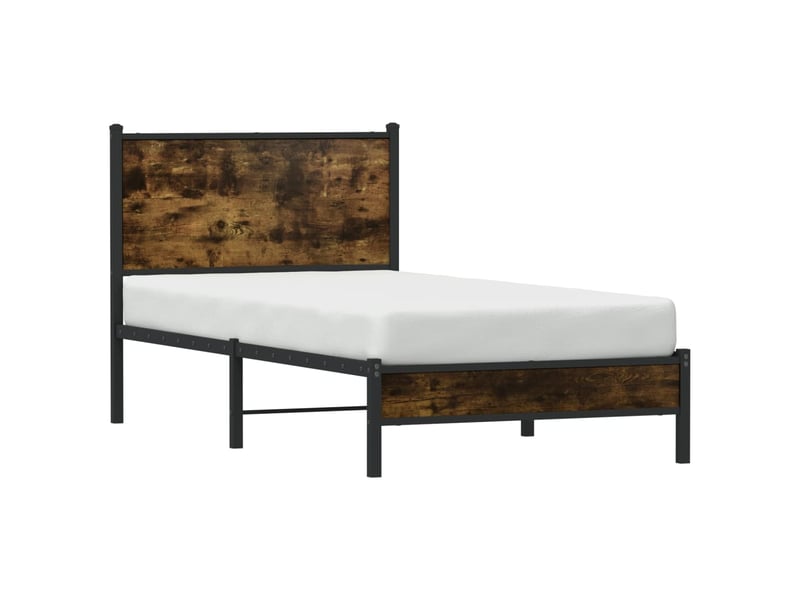  Lit simple- lit adulte -  cadre de lit en métal sans matelas chêne fumé 80x200 cm  - Conforama C