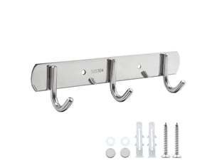 Barre de crochets inoxydable 3 antirouille – muraux pour vêtements, serviettes – idéal chambre, armoire, salle de bain, cuisine, gris