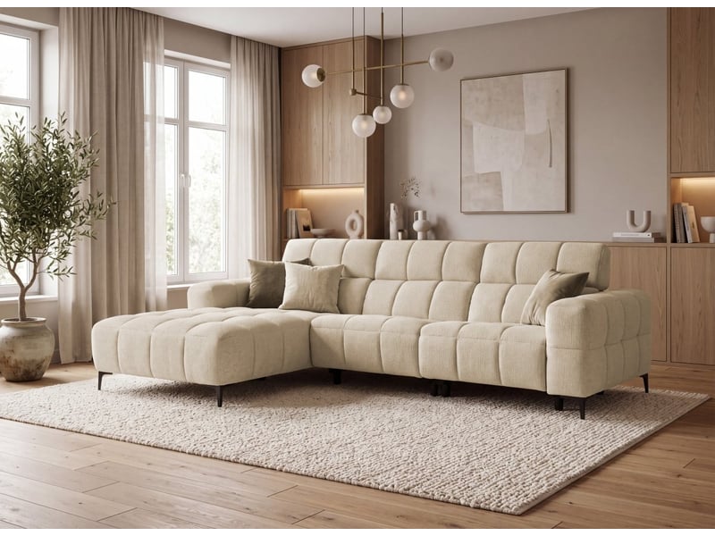  Canapé d'angle relax électrique en velours texturé taupe edelmira - angle gauche KM7965-M3-TAU - Conforama B