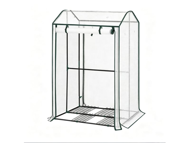  Serre de jardin 100x83x150 cm – blanche – porte zippée enroulable, 6 aérations et couverture pe 140 gm²  - Conforama A