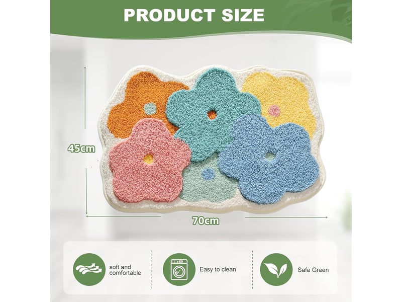  Tapis de bain antidérapant mignon,t apis salle de bain absorbant en microfibre douce, absorbant l'eau, lavable en machine, pour salle de bains,45x70cm  - Conforama B