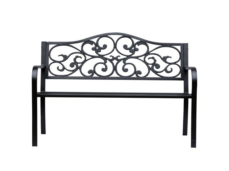  Banc de jardin extérieur en acier, capacité de charge 240 kg, pour patio, terrasse, balcon, 127 x 60 x 89 cm, noir  - Conforama B