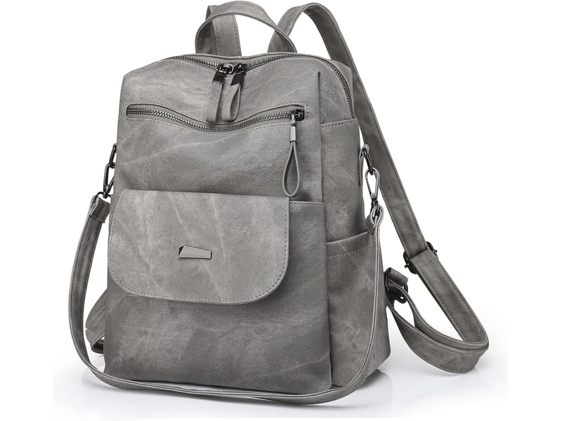  Sac à dos femme en cuir, petit format – imperméable, anti-vol, bandoulière pour ladies-gris  - Conforama A