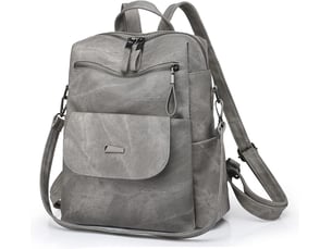 Sac à dos femme en cuir, petit format – imperméable, anti-vol, bandoulière pour ladies-gris