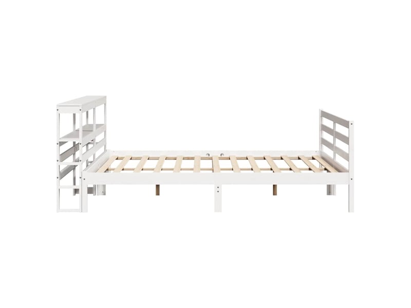 Lit double- lit adulte - cadre de lit sans matelas blanc 200x200 cm bois massif de pin - Conforama D