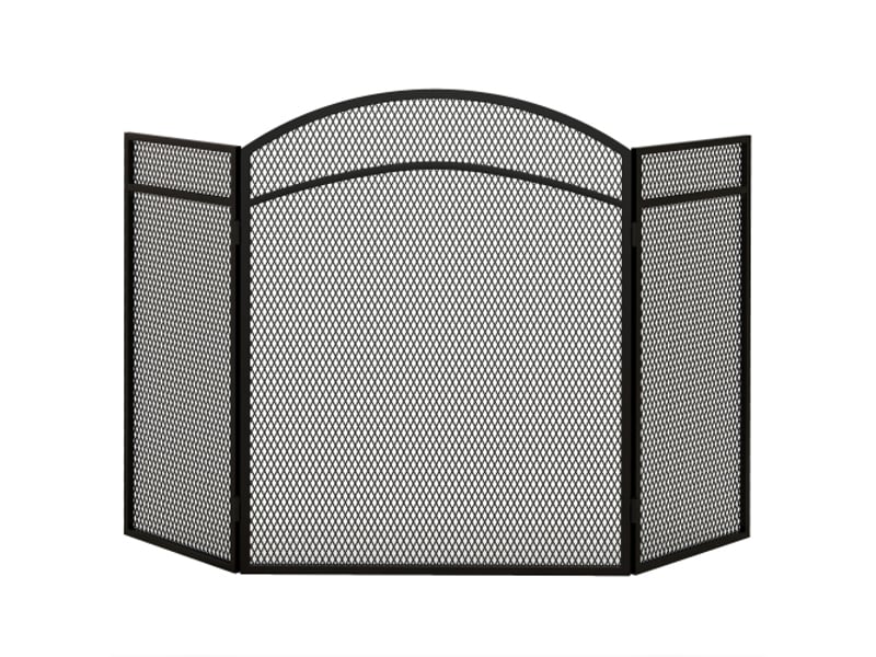  Pare-feu de cheminée noir en métal à 3 panneaux, pliable, 96x60 cm, protection du foyer  - Conforama A