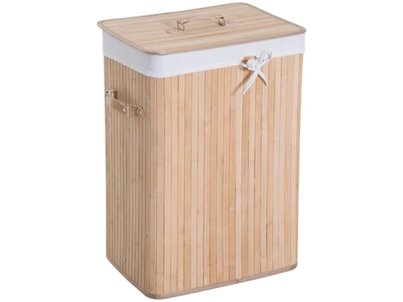  Panier à linge étroit avec couvercle, naturel, 72 l, poignées, idéal pour buanderie et chambre  - Conforama A