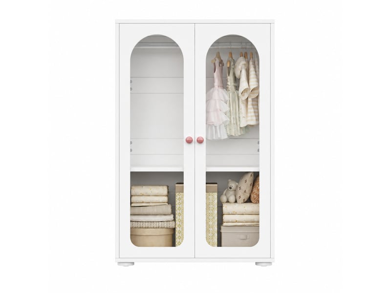  Armoire enfant 2 portes avec penderie 80x50x120 cm mdf blanc et acrylique  - Conforama A
