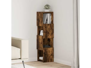 Meuble d'angle, meuble de rangement salon 25,5x25x102cm bois d'ingénierie chêne fumé