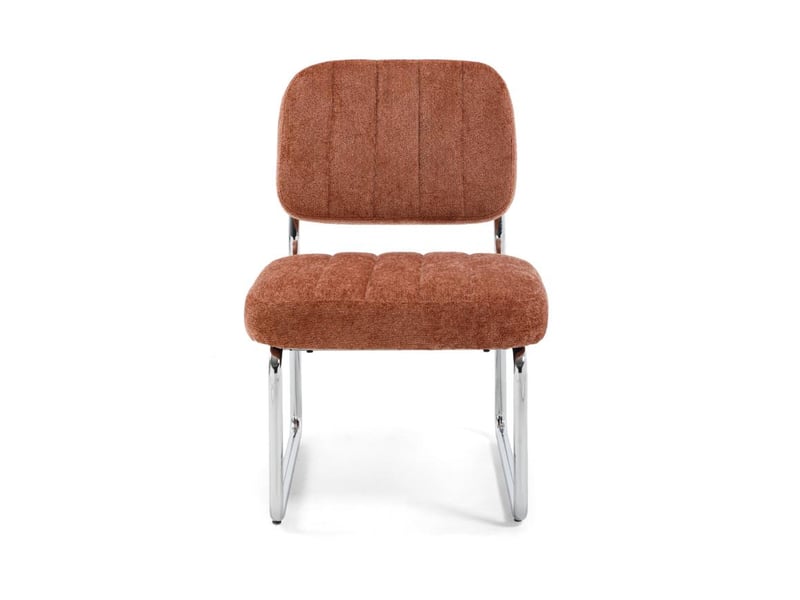  Fauteuil terracotta rembourré pieds chromés et tissu chenille - paola PAOLA - Conforama A