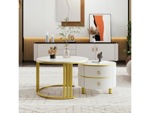 Table basse rond(e) coloris blanc <strong></strong> <strong></strong>