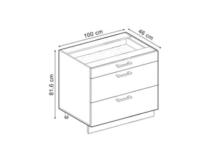 Vicco meuble cuisine, chêne doréanthracite, 100cm plan de travail chêne doré