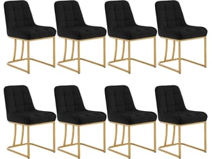 8 x chaises salle à manger en velours, chaise cuisine , chaise coiffeuse , 38 x 39 x 84 cm, noir