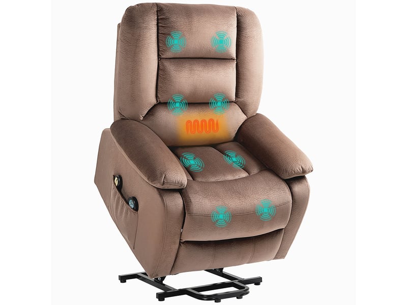  Fauteuil de relaxation, fauteuil releveur électrique, polyester, 90x93x110cm, marron  - Conforama B