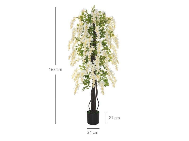 Plante artificielle glycine blanche en pot, sans entretien, en plastique, pour intérieur et extérieur ø24 × 165 cm - Conforama C