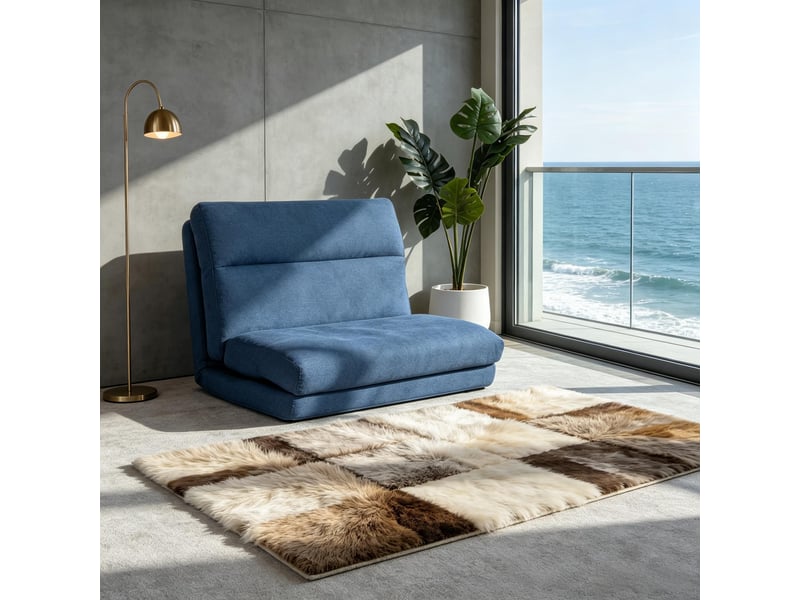  Canapé convertible, canapé-lit, en tissu, bleu foncé, 70x72x56cm, mobilier pour espace de vie, pour salon et séjour  - Conforama E