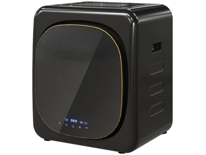 Mini sèche-linge avec 6 programmes, écran tactile led, 4 kg, jusqu'à 60°c, 800 w, pose libre ou murale, noir