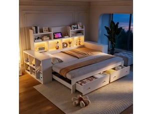 Lit banquette 90x200 cm <strong>SAPGAKS</strong> <strong></strong> coloris blanc