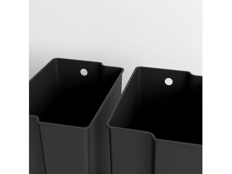  Poubelle de cuisine à pédale 2 x 25 l, 47,7 x 37,5 x 55 cm – noire – double bac et fermeture douce  - Conforama D