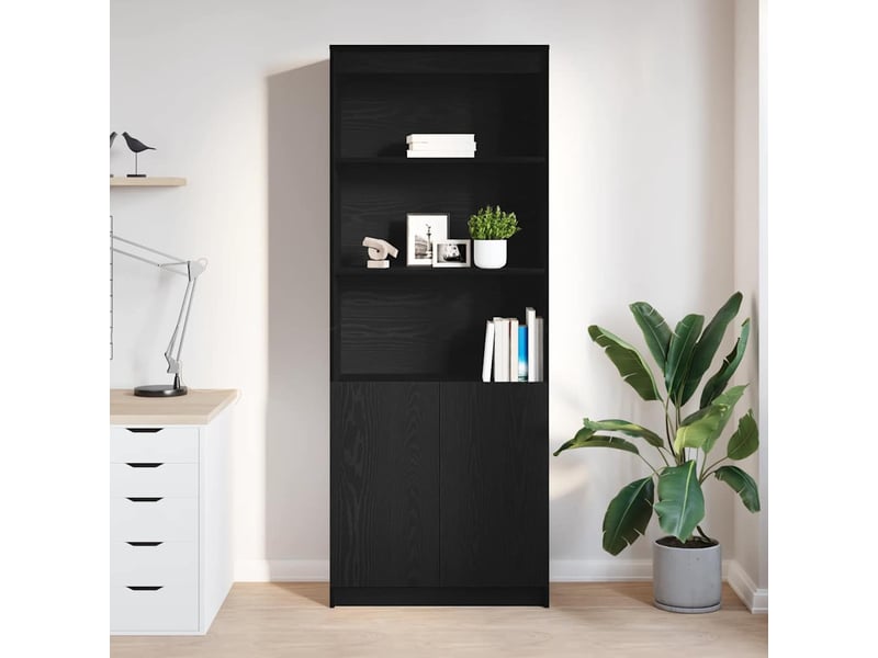  Buffet haut - bahut - meuble de rangement chêne noir 70x35x180 cm bois d'ingénierie  - Conforama C