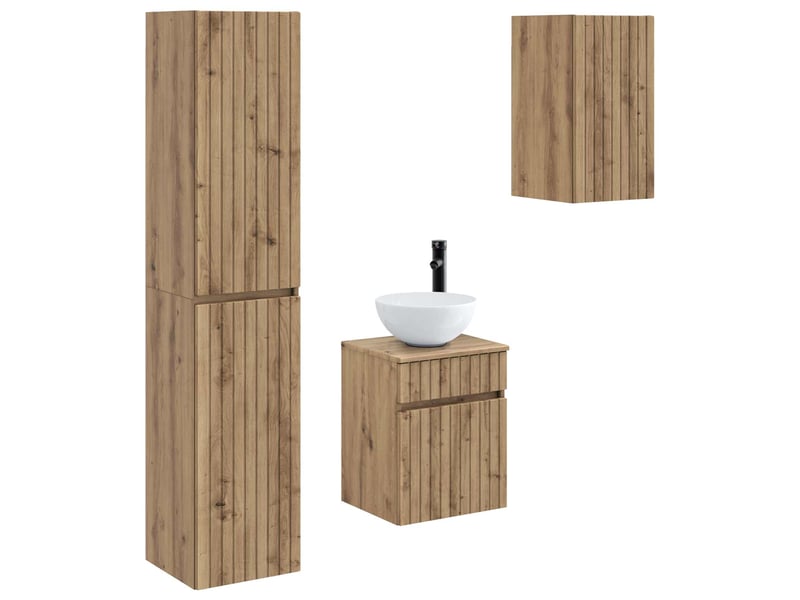 Ensemble de mobilier de salle de bain 3 pc chêne artisanal cf64307 - Conforama A