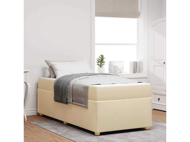 Lit adulte, lit simple, cadre de lit avec matelas crème 100x200cm tissu cf992 - Conforama B