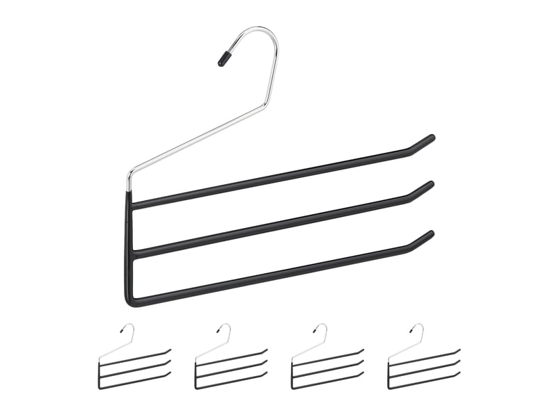  Lot de 5 cintres multifonctions gain de place 38 x 25 x 1 cm en métal noir 13_0009143  - Conforama A