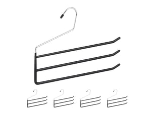 Lot de 5 cintres multifonctions gain de place 38 x 25 x 1 cm en métal noir 13_0009143