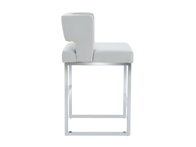  Lot de 2 tabourets de bar en similicuir pu gris clair, pieds en métal W3658P358551 - Conforama B