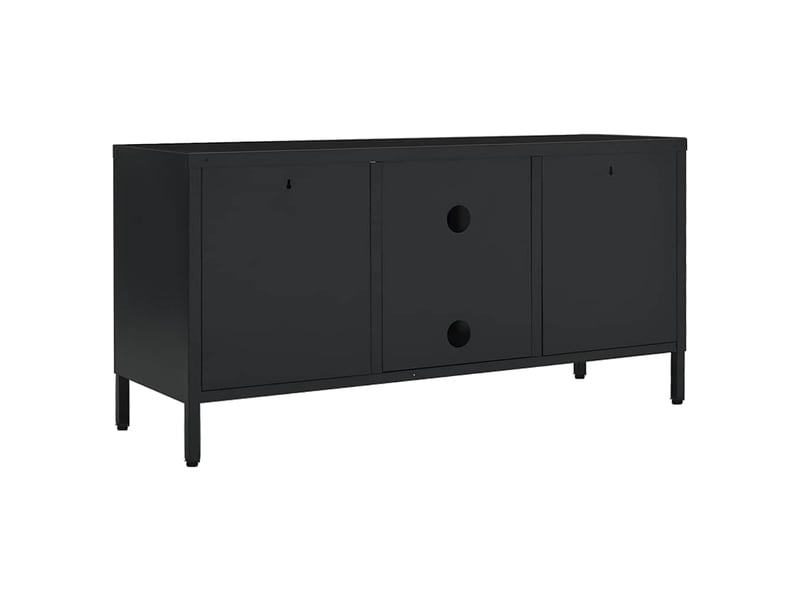  Meuble tv - banc tv - meuble de rangement noir 105x35x52 cm acier et verre  - Conforama E