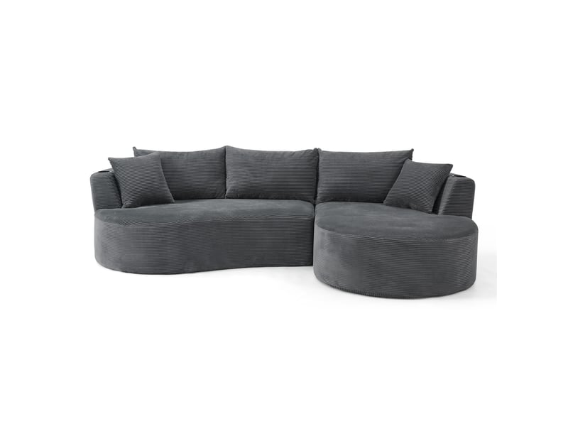  Canapé 3 places avec méridienne droite design incurvé gris  - Conforama A