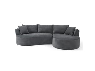 Canapé 3 places avec méridienne droite design incurvé gris