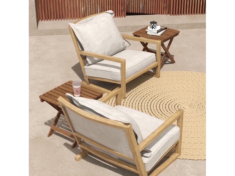 Table d'extérieur pliante lot de 2 avec plateau à lattes en bois d'acacia pour terrasse et jardin marron - Conforama D