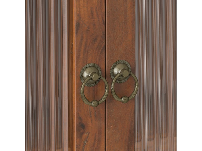  Armoire murale de portes vitrées 63x18x60cm, meuble de cuisine, porte-serviettes, mdf marron  - Conforama E