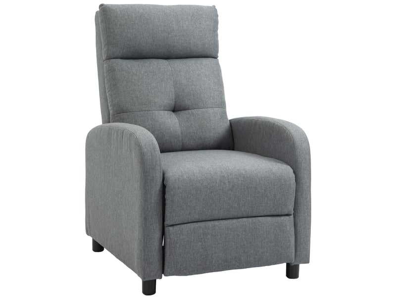 Fauteuil relax inclinable avec repose-pieds et dossier jusqu’à 155°, en polyester gris - Conforama A