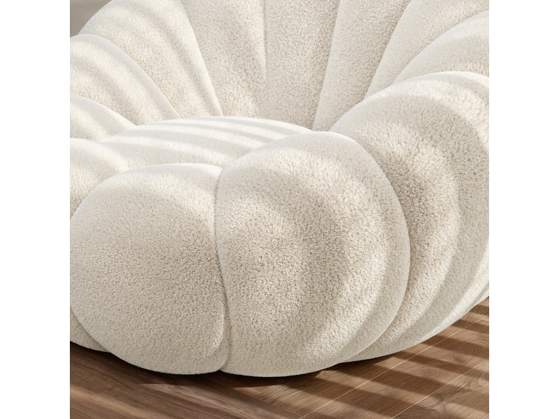  Fauteuil pivotant eclipse - avec repose-pieds - moderne - tissu bouclé - crème ECLIPSE - Conforama C
