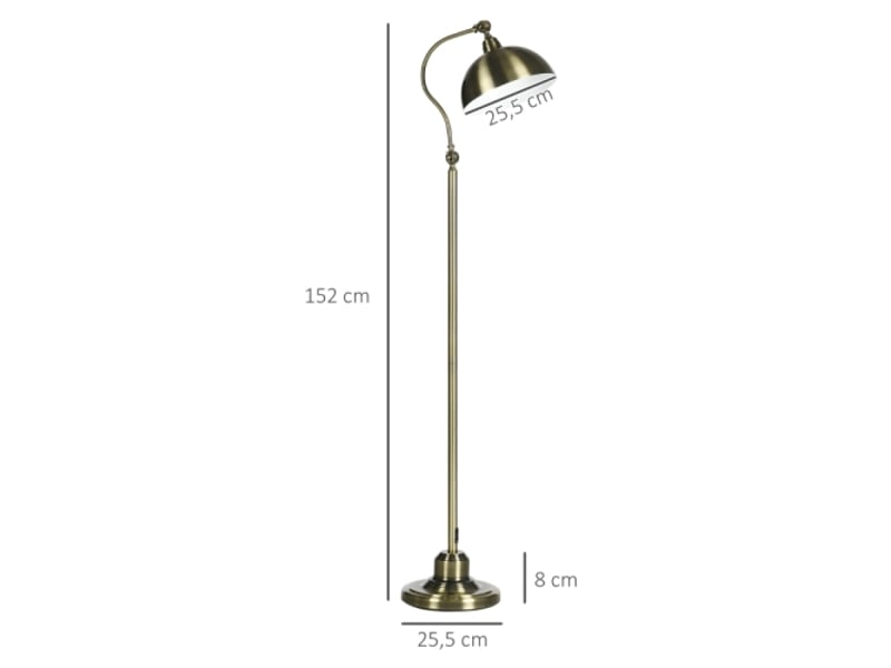  Lampadaire arc rétro en finition laiton, abat-jour orientable, douille e27, pour salon et chambre  - Conforama E