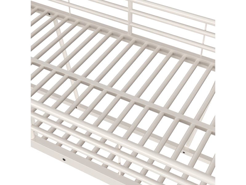  Lit mezzanine 90x200 cm – avec double échelle et espace sous lit modulable – métal – blanc CozyNest - Conforama E